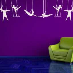 Trapeze Wall Decal, Circus Art, Aerial Performer Sticker, Artist Decor, Carnival Design, Acrobat Decorations - thumbnail 2