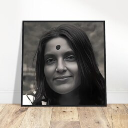 Sri Anandamayi Ma Wooden Frame Portrait, Spiritual Teacher Image, Female Guru Wall Decor - thumbnail 1
