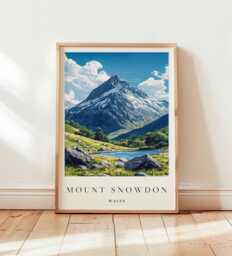 Mount Snowdon Poster Wales Travel Print, Eryri National Park Wall Art - thumbnail 1
