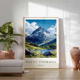 Mount Snowdon Poster Wales Travel Print, Eryri National Park Wall Art - thumbnail 2