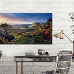 Isle Of Skye Sunrise, Scotland, United Kingdom, Golden Sunlight, Home D??cor, Canvas Print Art Framed - thumbnail 3