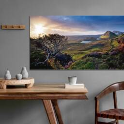Isle Of Skye Sunrise, Scotland, United Kingdom, Golden Sunlight, Home D??cor, Canvas Print Art Framed - thumbnail 2