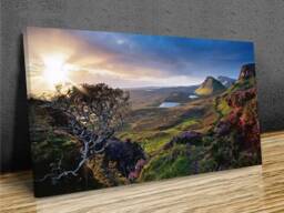 Isle Of Skye Sunrise, Scotland, United Kingdom, Golden Sunlight, Home D??cor, Canvas Print Art Framed - thumbnail 1