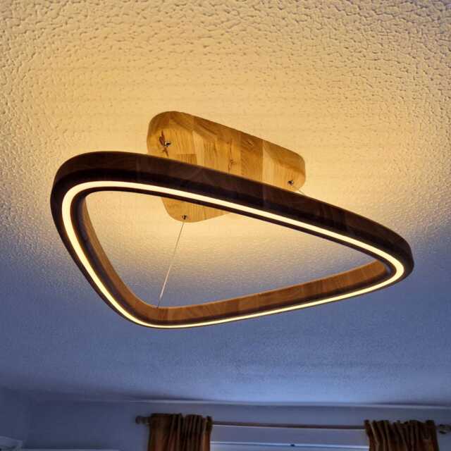Wooden Ceiling Light Fixture Pendant, Handmade Oak Wood Led, Dimmable Option - image 1