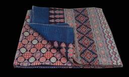 Bedspread Bohemian Floral Print Kantha Bedding Throw Bedcover Handblock Ajrak Quality Quilt Blanket Queen/King Size Cotton - thumbnail 1