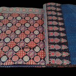 Bedspread Bohemian Floral Print Kantha Bedding Throw Bedcover Handblock Ajrak Quality Quilt Blanket Queen/King Size Cotton - thumbnail 3