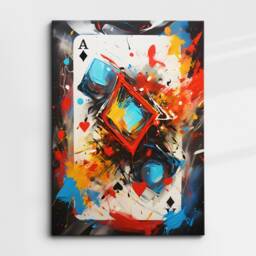 Ace Of Diamonds Playing Card Poker Games Abstract Oil Painting Wall Art, Framed Canvas Poster Print, Home Kitchen Office Room Decor, Gifts - thumbnail 3