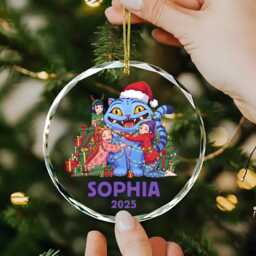 Personalized Huntrix Christmas Ornament, & Derpy Tiger Glass Kpop Demon Hunters Xmas Gift, Rumi Zoey Mira Decor - thumbnail 2