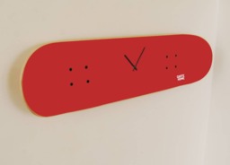 Skateboard Clock, Gift Idea For Skaters Perfect Bedroom Or Office - Skate Clock Red - thumbnail 1