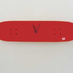 Skateboard Clock, Gift Idea For Skaters Perfect Bedroom Or Office - Skate Clock Red - thumbnail 2