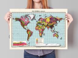 World Geology Map - 1944 Vintage Geological Poster Survey 3D Effect Shaded Relief Print Reproduction - thumbnail 1