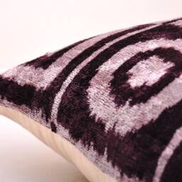 Purple Silk Velvet Ikat Pillow Cover, Decorative Cushion - thumbnail 3