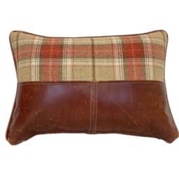 The Tartan Wool & Leather Panelled Cushion - thumbnail 3