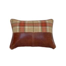 The Tartan Wool & Leather Panelled Cushion - thumbnail 2