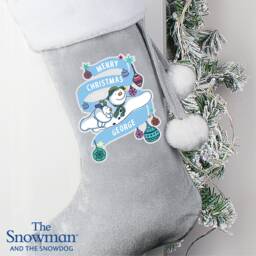 Personalised The Snowman & The Snowdog Luxury Silver Grey Stocking - Stocking Christmas Santa - thumbnail 1