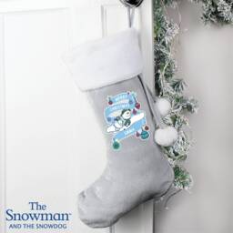 Personalised The Snowman & The Snowdog Luxury Silver Grey Stocking - Stocking Christmas Santa - thumbnail 3