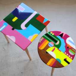 Handmade Colorful Abstract Resin Coffee Tables, Modern Nesting Side Tables - thumbnail 3