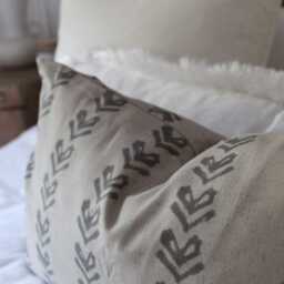 Beige Lumbar Pillow Cover - Modern Farmhouse Cotton Cushion - 50x30cm - thumbnail 3