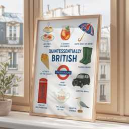 British Travel Print, Iconic England Poster, Kitchen Wall Art, UK Postcard, Best Of British, London Scone, Tea - thumbnail 2