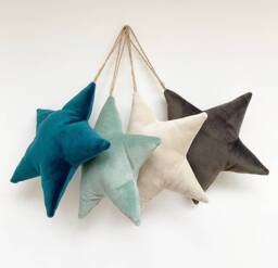 Small Velvet Star, Hanging Decoration, Gift, Teal, Duck Egg, Cream & Charcoal, Pillow, Home Decor, Living Room, Bedroom, Kids/Nursery - thumbnail 1