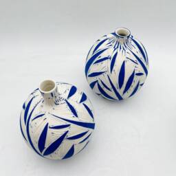Vase Set, Ceramic Decor, Pottery Gift, Housewarming Gift First Home, Shelf Handmade Vase, Modern Porcelain Set Of 2 - thumbnail 3