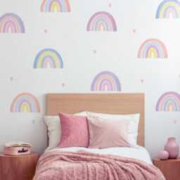 Watercolour Rainbows & Hearts Wall Decals - Kids Stickers For Girls Bedroom, Nursery Decor - thumbnail 2