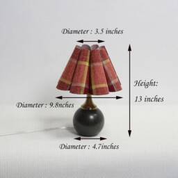 Handmade Red Plaid Scallop Table Lamp With Ceramic Base For Decor Gifts-106# - thumbnail 2