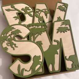 Personalised Safari Name Sign - Wooden Wall Art Jungle Nursery Decor Custom Kids Bedroom Animal Theme Plaque - thumbnail 3