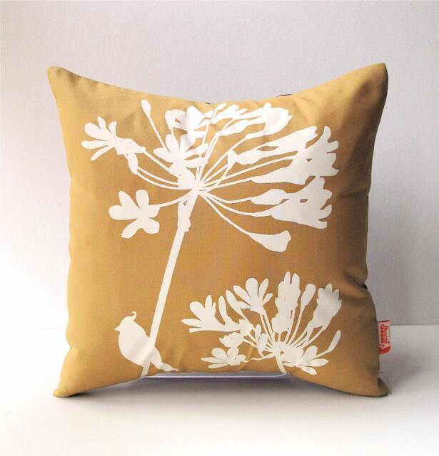Golden Brown Cardinal On Agapanthus-Mini 10.5 Inches Square Pillow - image 1