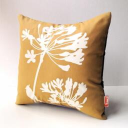 Golden Brown Cardinal On Agapanthus-Mini 10.5 Inches Square Pillow - thumbnail 2