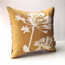 Golden Brown Cardinal On Agapanthus-Mini 10.5 Inches Square Pillow - thumbnail 3