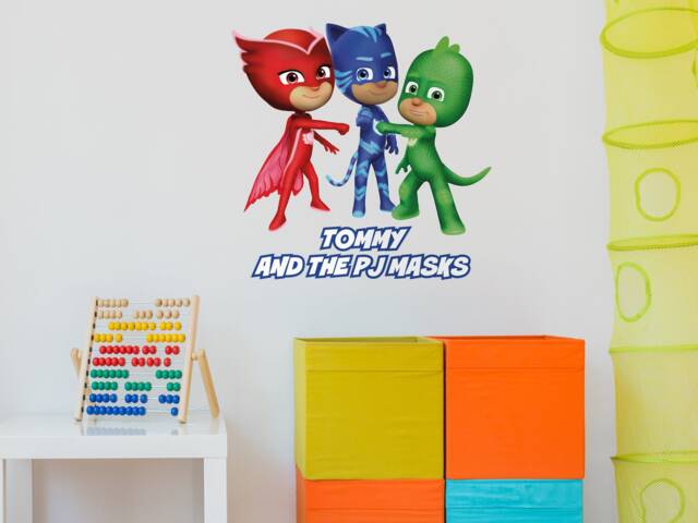 Personalised Pj Masks Wall Sticker, Decal, Pj Themed Bedroom, Masks Room - image 1