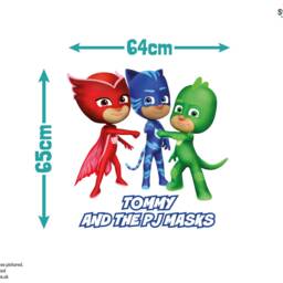 Personalised Pj Masks Wall Sticker, Decal, Pj Themed Bedroom, Masks Room - thumbnail 3