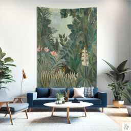 Henri Rousseau The Equatorial Jungle Tapestry - Naive Art Wall Hanging. Her002Eu