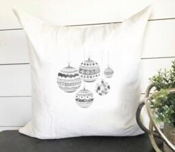 Christmas Ornament Pillow Cover Gray Scale 18 X ///Holiday Gift Accent Throw - thumbnail 1