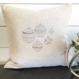 Christmas Ornament Pillow Cover Gray Scale 18 X ///Holiday Gift Accent Throw - thumbnail 2