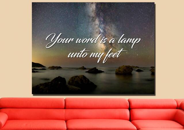 Your Word Is A Lamp Unto My Feet Christian Quotes Wall Art Canvas Sayings, Phrases, Religious, Inspirational, Motivational, Encouraging - image 1