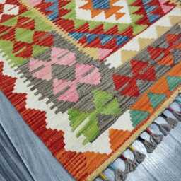Classic Kilim Rug, Handmade Artisan Afghan Turkish Scandinavian Navajo Bohemian Wool Flatweave Multicolour Rug 123x89 cm - thumbnail 2
