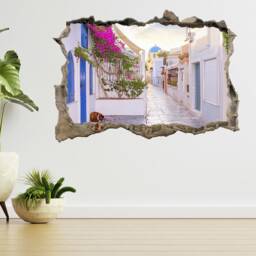 Santorini Island Sunset Greece 3D Smashed View Wall Sticker Poster Decal A990 - thumbnail 1