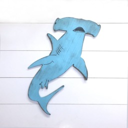 Hammerhead Shark Wood Decor, Fish Art, Boys Room, Coastal Wall Ocean Sign, Beach House, Customize in 27 Colors - thumbnail 2