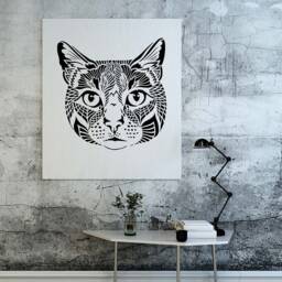 Vaska The Cat Wall Art Stencil - Diy Geometric Design Animal For Home Decor