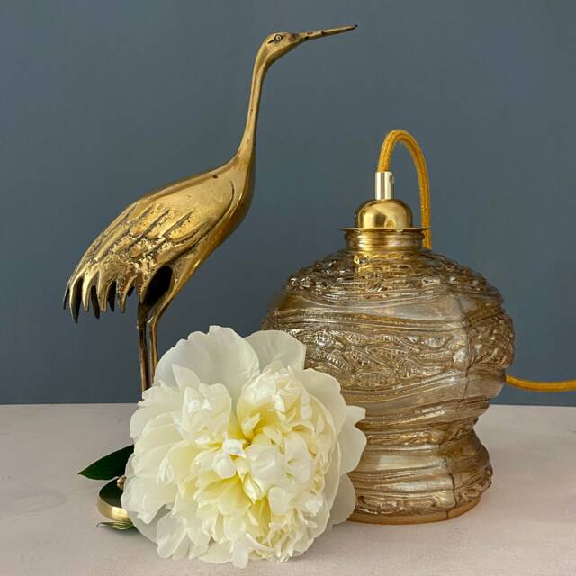 Vintage Marbled Glass Globe Lamp - image 1