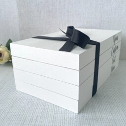 Personalised Wooden Book Stack - Grey White Custom Text Pile Of Books Home Decor Ornament - thumbnail 3