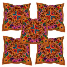 Indian Handmade Suzani Cushion Covers Colorful Flower Pillow Cases Woolen Embroidered Bohemian Decor Look Square Cushions - thumbnail 2