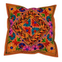 Indian Handmade Suzani Cushion Covers Colorful Flower Pillow Cases Woolen Embroidered Bohemian Decor Look Square Cushions
