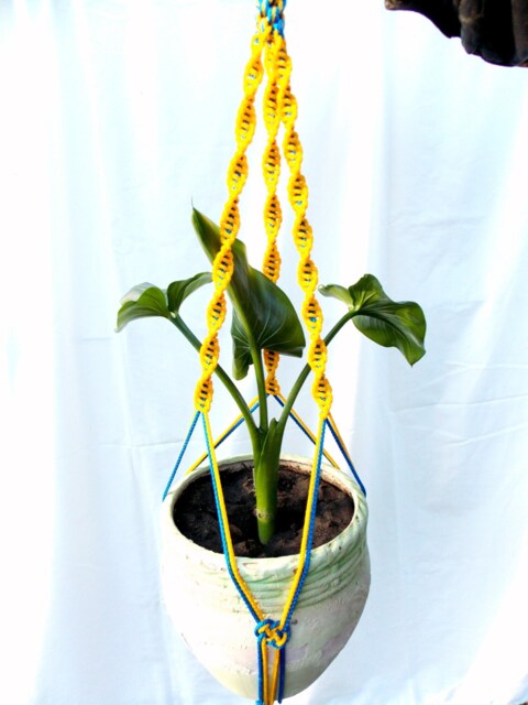 Macrame Plant Holder 24 Inches 3mm - Blue & Yellow Hanging Planter Vip - image 1