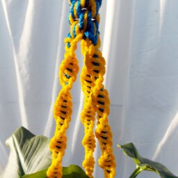 Macrame Plant Holder 24 Inches 3mm - Blue & Yellow Hanging Planter Vip - thumbnail 3
