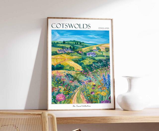 Cotswolds England Travel Poster Countryside Home Decor - image 1
