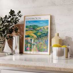 Cotswolds England Travel Poster Countryside Home Decor - thumbnail 2