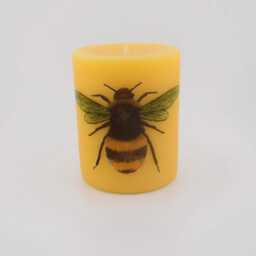 Bee Large Pillar Candles 100% Dorset Beeswax With A Decoupage Bee Decoration - thumbnail 3